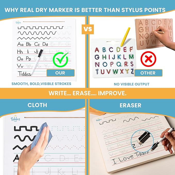 All‑in‑One Montessori Learning Set – ABC Tracing Wooden Board, Letter Matching, 100+ Sight Words Flashcards & Writing for Preschool & Kindergarden Toddlers Ages 3-6