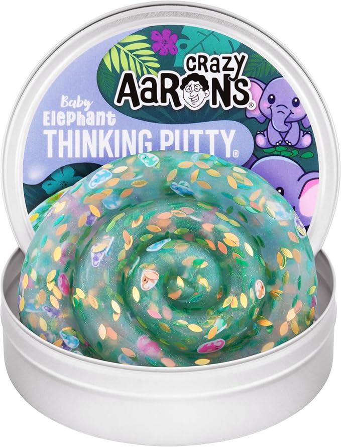 Crazy Aaron's Thinking Putty® - Baby Elephant - See-Through Sensory Putty for Kids and Grown ups in a 4" Tin - Creative and Endless Fun, Stress Relief Therapy Toys, Never Dries Out - Made in USA