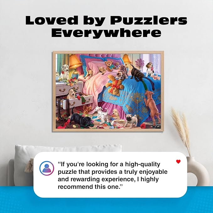 Buffalo Games - A Roomful of Naughty Puppies - Steve Read - 750 Piece Jigsaw Puzzle for Adults - Dog Lovers - Cute Puppy Puzzle with Bonus Poster - Finished Size 24.00 x 18.00 - Made in USA