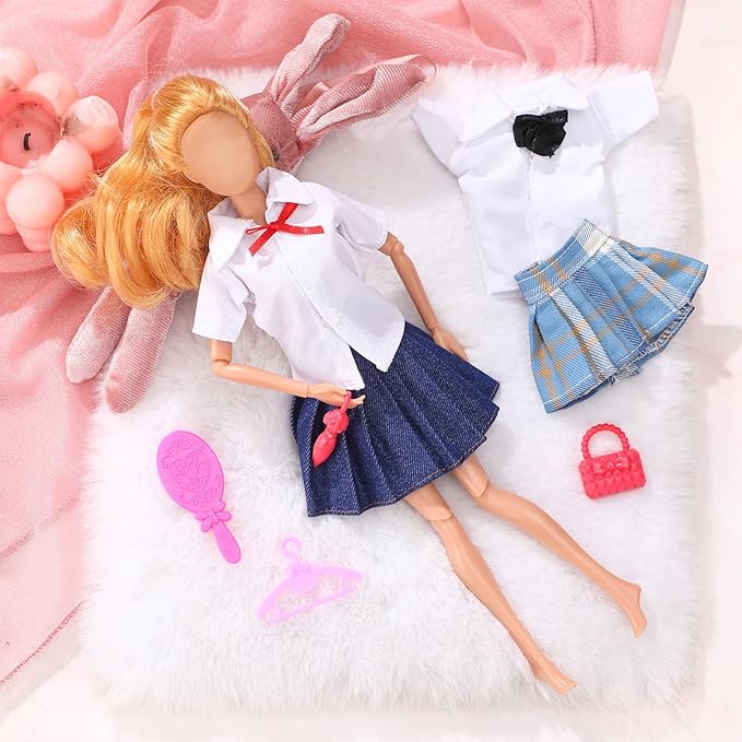 Bencailor 8 Pieces Doll Clothes for 11.8 Inch Doll Accessories Shirt Skirts Dress Outfit Clothing for Birthday Gift(Novel)