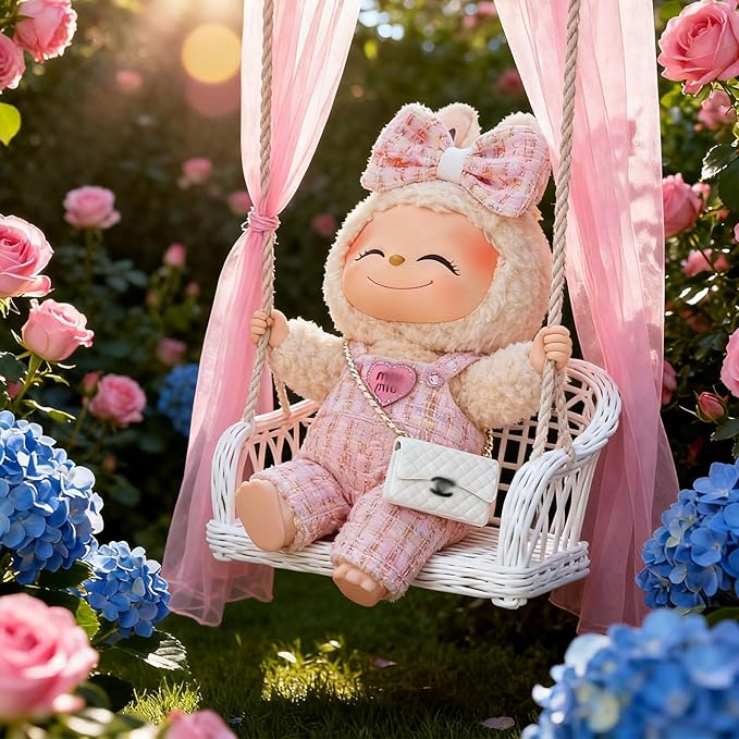 Doll Clothing Set (No Doll), Cute Bow, Crossbody Bag, Dress, Suitable for 15-17cm Dolls, Outfit Accessory Set for Unique Styling (Pink-C)