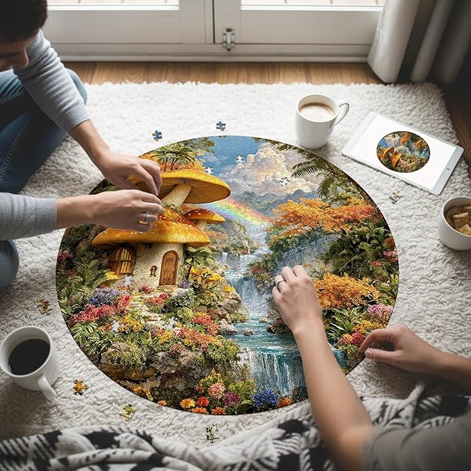 1000 Piece Puzzle for Adults - Mushroom House Jigsaw Puzzles - Impossible Hard Difficult Challenging Jigsaw Puzzle -Brain Teaser Adult Puzzles - Christmas Birthday Gifts for Women/Men