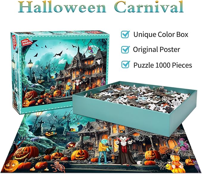 Halloween Jigsaw Puzzles for Adults 1000 Piece Puzzle for Adults 1000 Pieces Puzzle 1000 Pieces-Horror Night Watch Party