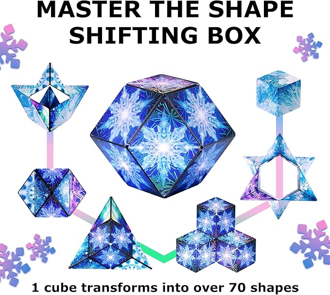 Shashibo Shape Shifting Box - STEM Fidget Toy with Ultra Strong Magnets - Sensory Puzzle Cube Transforms Into 100+ Shapes, Easter Basket Stuffers Gift for Kids, Teens, and Adults (Polar)