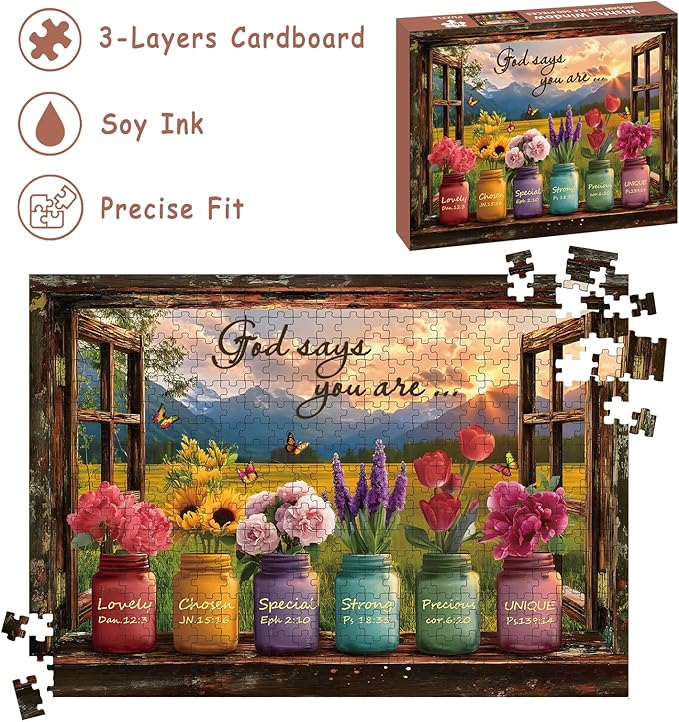 Puzzles for Adults 500 Pieces, Christian Bible Jigsaw Puzzles - Wishful Window, Impossible Christian Bible Puzzle for Seniors Families, 20.47x14.96 Inches, 1:1 Poster, Letter On The Back