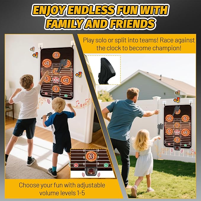 Axe Throwing Target Game Set, Electronic Scoring Throwing Game Toys Gifts for Kids Age of 3-10+ Years Old Boys & Girls, Backyard Indoor & Outdoor Yard Carnival Sport Party Play Game