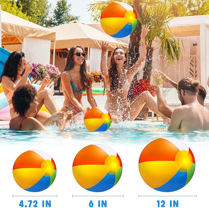 Tanlade 36 Pcs Beach Pool Party Favors Water Guns Bulk 4.72/6/12 Inches Inflatable Rainbow Beach Balls Water Squirters for Kids Summer Theme Party Favor Pool Toys(6)