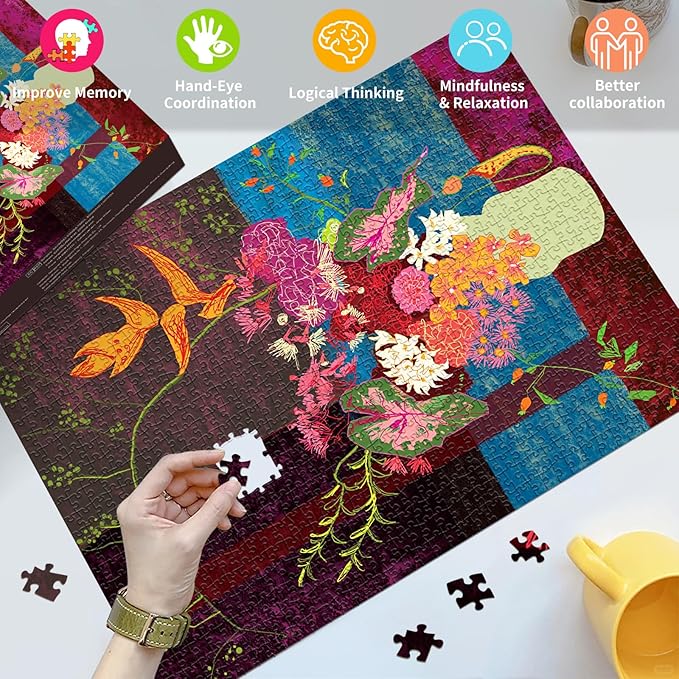 HUADADA Puzzles for Adults 1000 Pieces,Blooming Flowers Puzzles for Adults,1000 Piece Puzzle for Adults ‌Family Interactive Game Gift