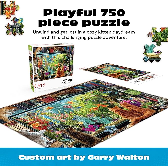 Buffalo Games - Kitten Distraction - Garry Walton - 750 Piece Jigsaw Puzzle for Adults - Cats Collection - Challenging Puzzle Perfect for Game Nights - Finished Size 24 x 18 - Made in the USA