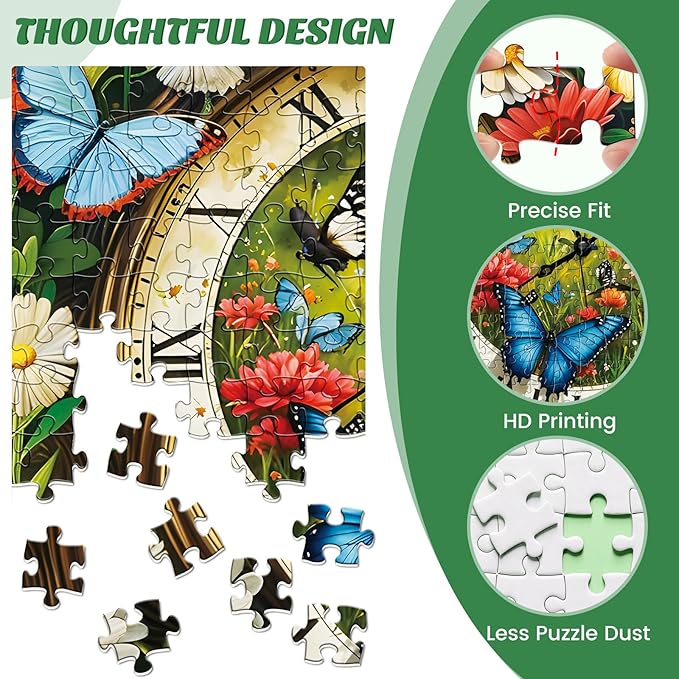 500 Pieces Puzzle for Adults,Fantasy Forest Clock Puzzle,Recycled Cardboard Flowering Time Puzzles 500 Pieces,Challenging Game Home Decor Birthday Party Gift Toy for Adults Seniors 20.5 * 15 in