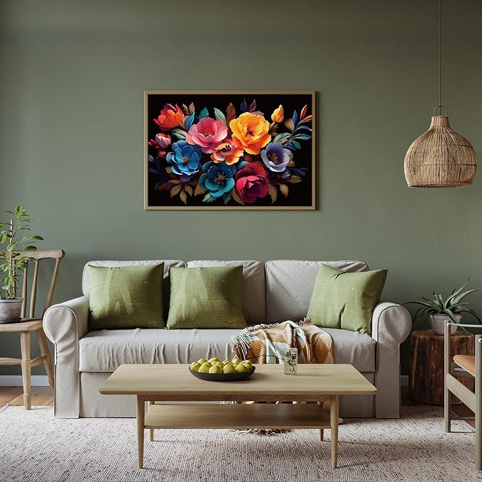 Puzzles for Adults 500 Pieces, Flowers Puzzle Jigsaw Puzzles 500 Pieces - Midnight Bloom, Impossible Puzzle for Home Decor, Finished Size 20.47 * 14.96”, with 1:1 Poster, Letter on The Back