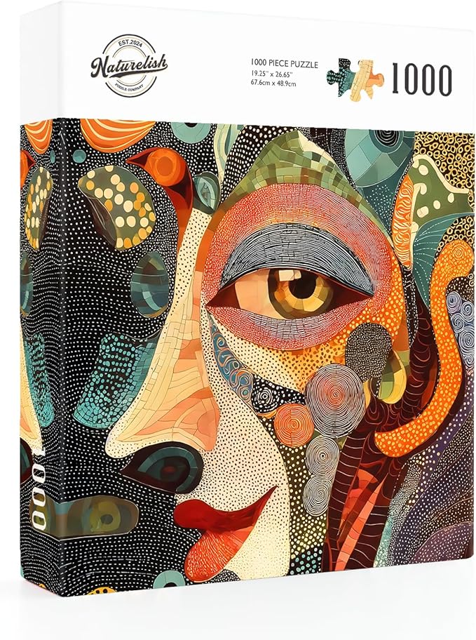 Puzzles for Adults 1000 Pieces: Mysterious Face - Fun Art Jigsaw Puzzles, 6 Colors on Back, Matte Finish, Pieces Fit Together Perfectly, Puzzle Size 26.6x19.2