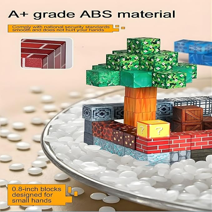 Magnetic Blocks 192PCS Magnetic Cubes STEM Building Blocks Stacking Magnet Cubes Dream World Adventure Set Learning Toys for Kids Montessori Sensory Play Educational Birthday Gift Boys & Girls Ages 3+