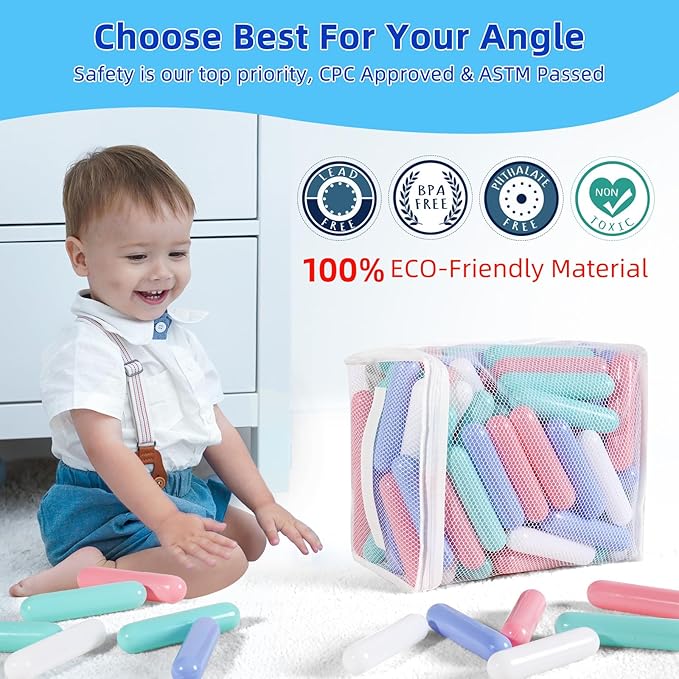 STARBOLO Ball Pit Balls for Baby and Toddler, 100 150 200 Pack Phthalate Free BPA Free Crush Proof Plastic - Multicolored Pit Balls Play Toys for Kids (Macaron 5 Color;Candy Long Balls, 100balls)
