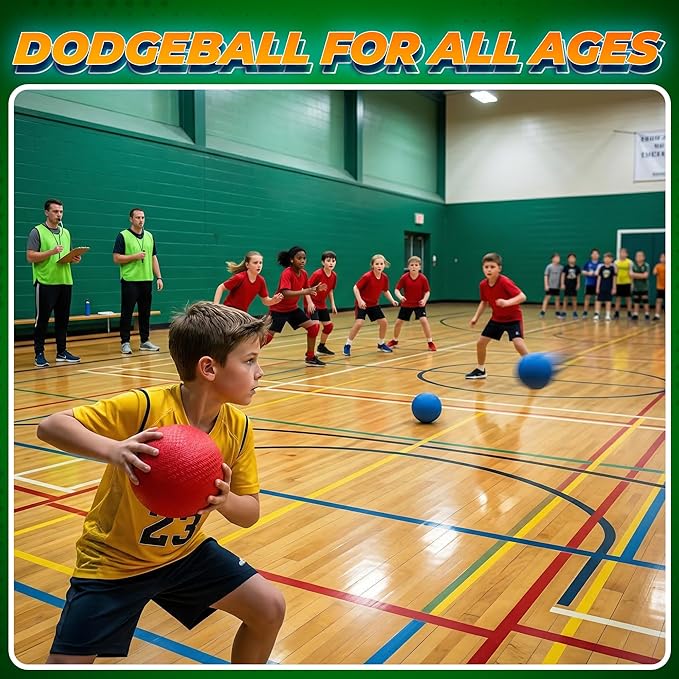 7 Inch Red & Blue Dodgeball Set - (2-Pack) with Pump - Kickball Playground Balls for Kids - Indoor & Outdoor Gym Sports Balls for Dodgeball, Four Square, PE, Recess & Backyard Games