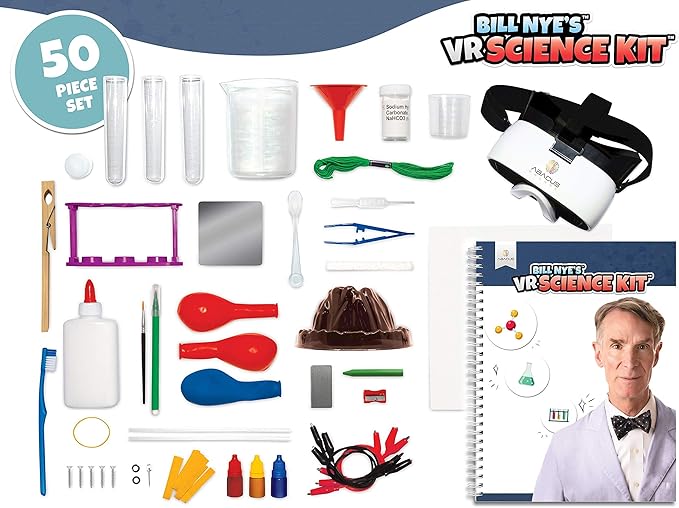 Abacus Brands Bill Nye's VR Science Kit - Virtual Reality Kids Science Kit, Book and Interactive STEM Learning Activity Set (Full Version - Includes Goggles) - for Ages 8 and Up