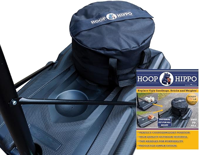 The Hoop Hippo – Heavy-Duty Weight for Basketball Hoop Base – Holds Up to 200 lbs of Sand – Easy-to-Fill, All-Weather Design – Stability, Safety & Attractive