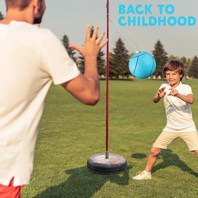 Shappy Tetherball Soft Tether Balls and Rope Set Game Replacement Tetherball Set Rubber Tether Ball Equipment for Kids Adults Indoor Outdoor Playground Yard Backyard Play