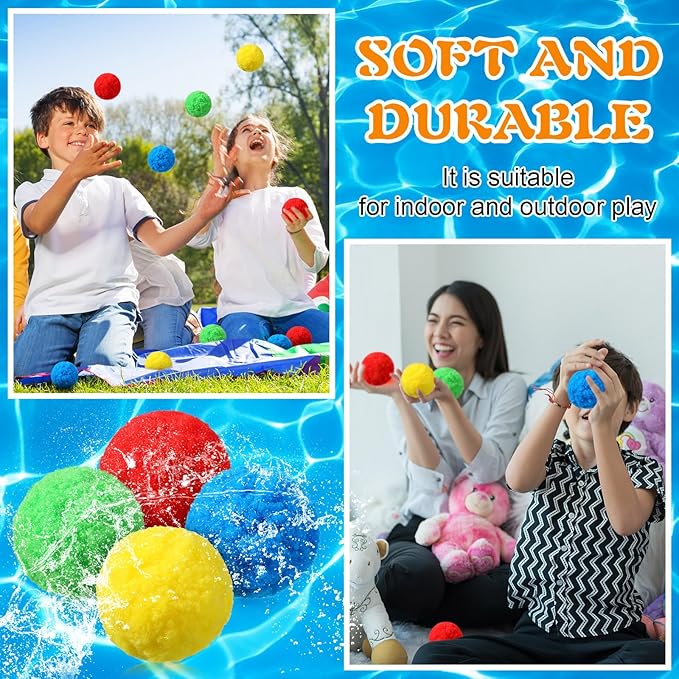 Extra Large 3.94 Inch Reusable Sponge Water Balls, Soft Splash Pool Balls for Outdoor, Summer Pool Fun for Adults Water Fight, Yard Beach