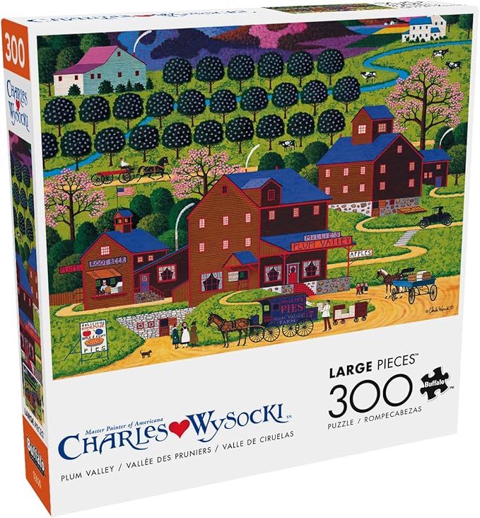 Buffalo Games – Plum Valley - Charles Wysocki - 300 Oversized Piece Jigsaw Puzzle  Larger Shapes - Great for Adults, Seniors, Family, Kids, Easy to Grip