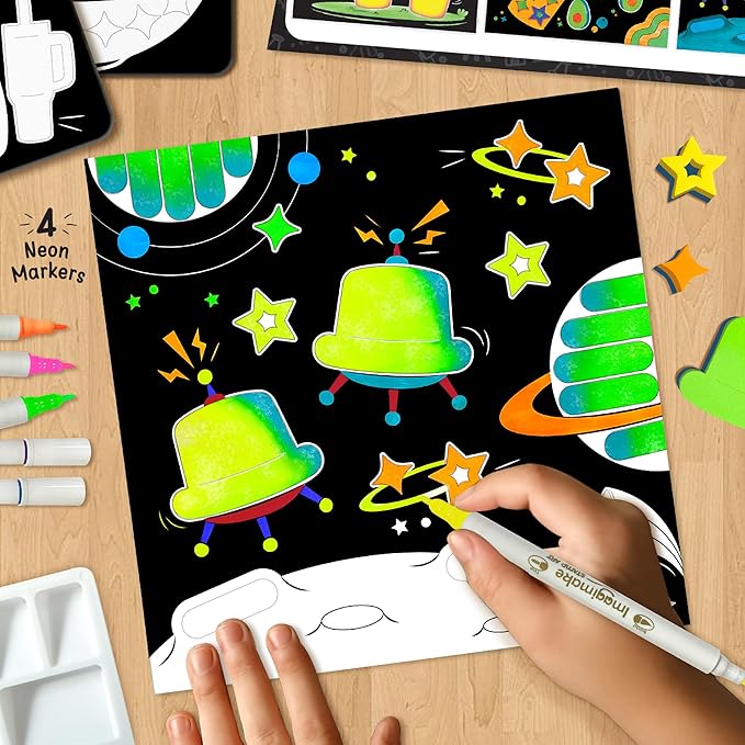 Imagimake DIY Neon Art Kit |12 Exciting Kids Activities | Art Kits for Girls Ages 10-12 | Crafts for Boys Ages 8-12 | Painting Kits for Adults | Easter Gifts for Kids Age 8,9,10,11,12 Years Old