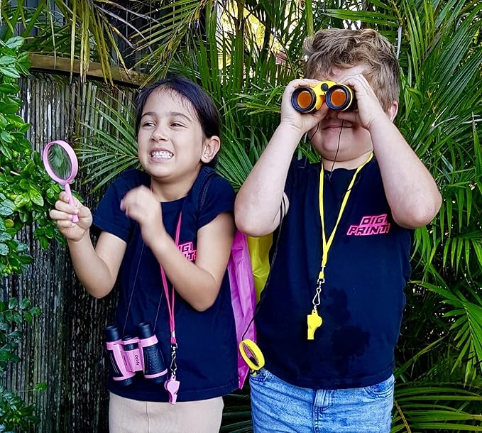 Adventure Kidz - Outdoor Exploration Kit, Children’s Toy Binoculars with Case, Flashlight, Compass, Fox Whistle, Magnifying Glass, Backpack. Great Gift Set for STEM, Pretend Play