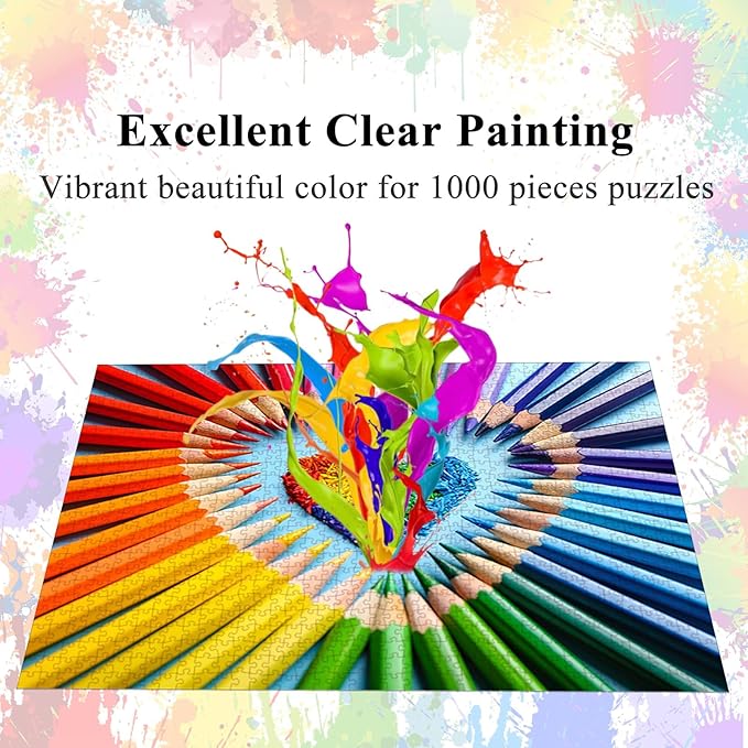 HUADADA Puzzles for Adults 1000 Pieces Jigsaw, Pencils Letter on Back Fit Well Dust-Free Unique Shape Full Size Poster 27.5"x19.6"