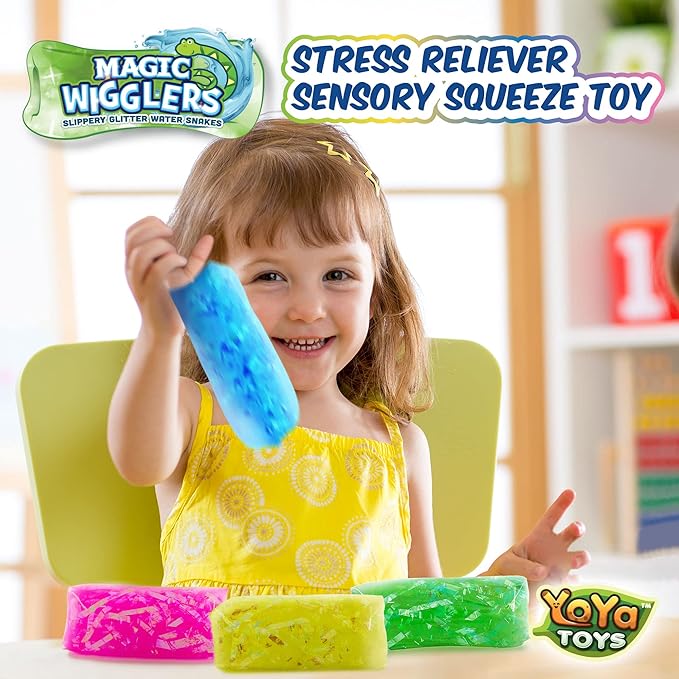 YoYa Toys Magic Wigglers Water Snake Fidget Toy - Water Wiggler Toy, Water Snakes Trick Stress Toy, Slippery Tricky Wiggler Tube - 4-Pack Squishy Sensory Fidget Water Snake Toy, 5-inch Novelty Gift