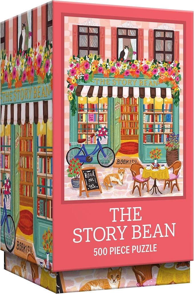 RoseArt - Vertical Visions - The Story Bean - 500 Piece Jigsaw Puzzle - Café and Book Store Puzzle for Adults