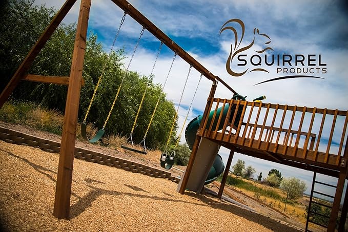 Squirrel Products Heavy Duty Swing Seat - Swing Set Accessories Swing Seat Replacement and Carabiners for Easy Install - Red