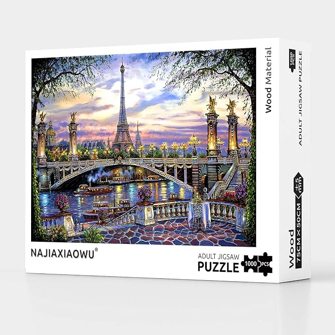 1000 Pieces Puzzles for Adult Wooden Jigsaw Puzzle 1000 Piece Puzzle Adult Children Elderly Puzzle Flower Eiffel Tower Paris Bridge Puzzle Gift for Mom Dad Family Friend Home Decor Wall Art 29.5x20IN