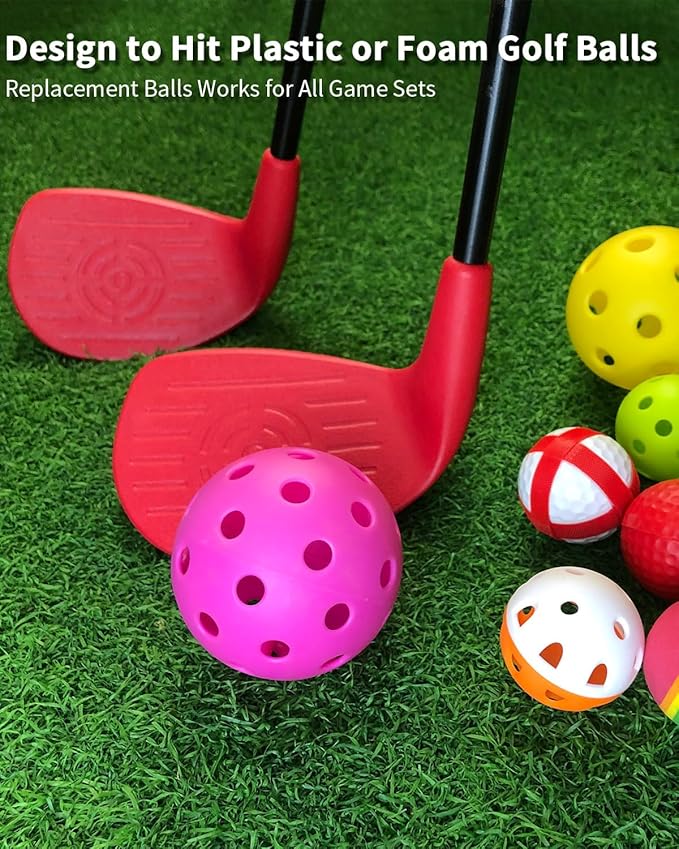 KOFULL Backyard Golf Clubs with Extendable Shaft 2 Packs– Backyard Outdoor Game Club with Oversize Head for Golf Game with Buckets – Length Adjustable 21"-36" for Family – Right-Handed Training, Red