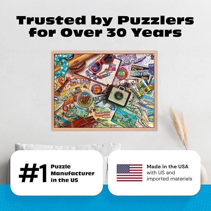 Ceaco - 1000 Piece Aimee Stewart Vintage USA Travel Jigsaw Puzzle Challenging and Colorful Puzzle for Adults – Precision-Cut Pieces, Beautiful Artwork, and Hours of Relaxing Fun