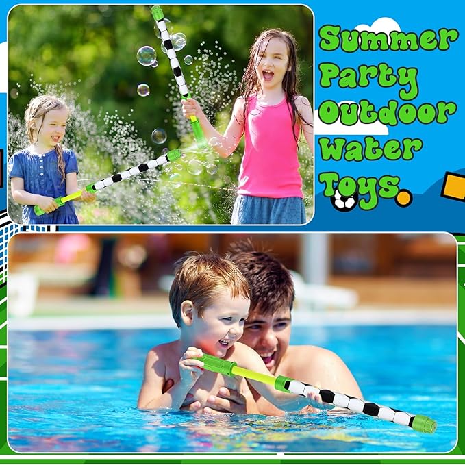 12 Pcs Soccer Party Favors, 15'' Water Guns Bulk for Kids Water Squirt Blasters Guns, Summer Activity Swimming Pool Backyard Beach Outdoor Toys for Kids Adults, 39 ft Range Shooter