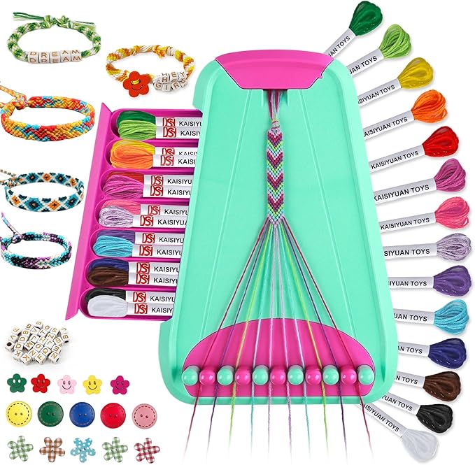 Friendship Bracelet Making Kit for Girls Ages 8-12, Kids Jewelry Making Kit with 28 Pre-Cut Threads and Letter Beads, Arts and Crafts for Kids, Birthday Easter Gifts for 6 7 8 9 10 11 12 Year Old