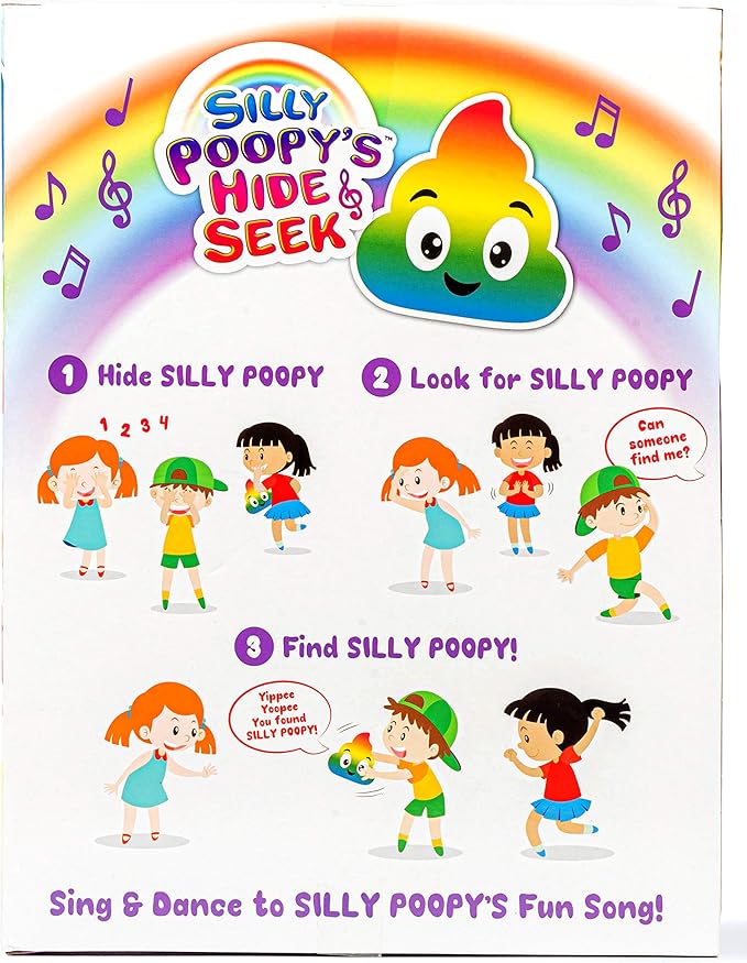 Silly Poopy’s Easter Hide & Seek Toy by Relatable, The Talking, Singing Rainbow Easter Game for Toddlers, Interactive Fun Learning Toy for Easter Basket Gifts, Includes 1 Toy and 2 AA Batteries