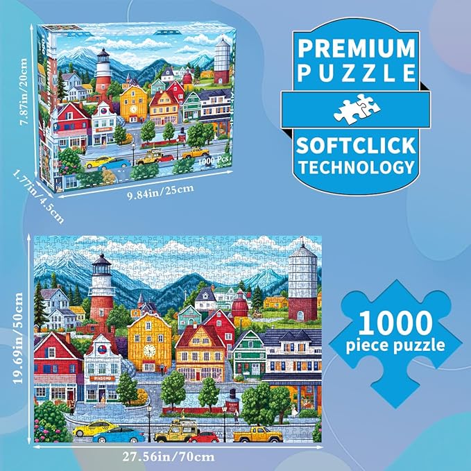 Jigsaw Puzzles for Adults 1000 Piece Puzzle for Adults 1000 Pieces Puzzle 1000 Pieces-Comfortable Small Town Living