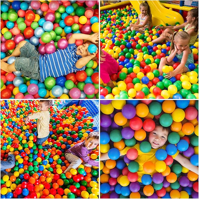 Ball Pit Balls Phthalate Free BPA Free Crush Proof Plastic - 7 Bright Colors in Reusable Play Toys for Kids with Storage Bag