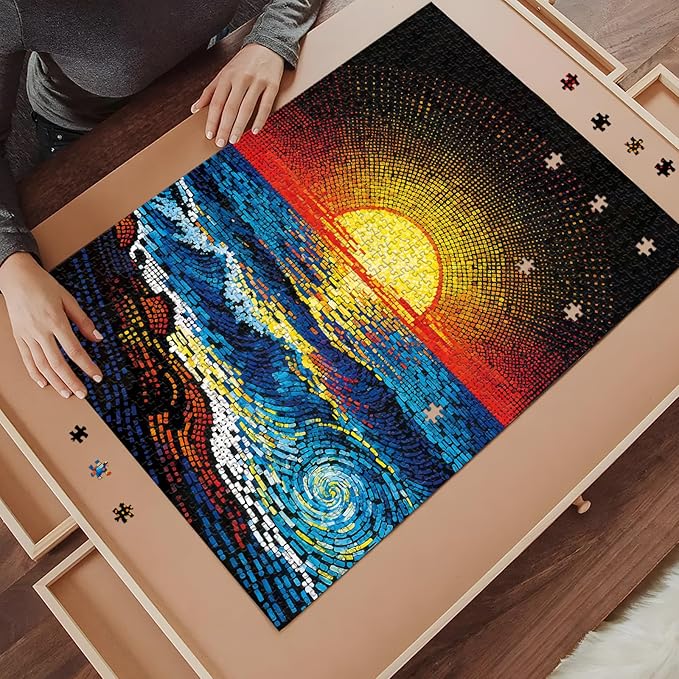 Puzzles for Adults 1000 Pieces with Letters on Back Jigsaw Puzzles Sunset Nature Puzzle Wall Decor Impossible Puzzle Funny Gift for Valentine Friends (27.56x19.7 Inch)