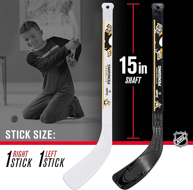 Franklin Sports NHL Mini Hockey Set - Kids Indoor Knee Hockey Goal, Ball, + 2 Stick Combo - Youth Team Indoor Toy Set - Official - Ages 3+