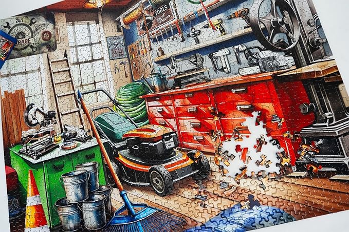 Springbok Tool Man's Garage 1000 Piece Puzzle for Adults - Colorful Garage Filled with a Handyman's Gear
