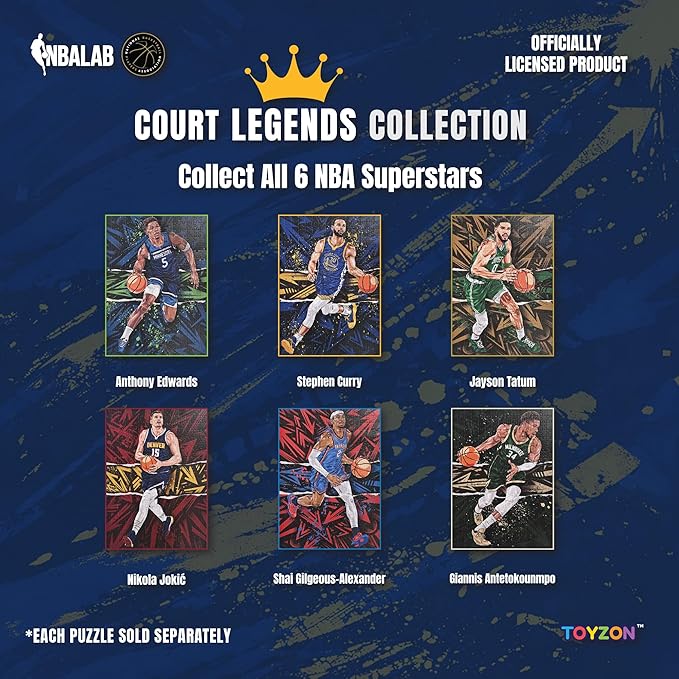 NBA Court Legends 300pc Stephen Curry Jigsaw Puzzle for Kids & Adults, Premium Basketball Puzzle Game, Family Activity, Collector Gift for NBA Fans, Game Room or Home Display