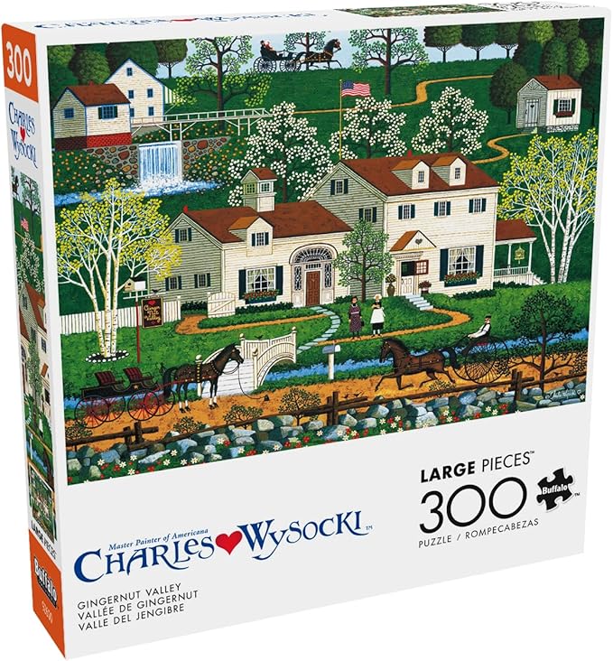 Buffalo Games – Gingernut Valley - Charles Wysocki - 300 Oversized Piece Jigsaw Puzzle  Large, Oversized Shapes - Great for Adults, Seniors, Family, Kids, Easy to Grip