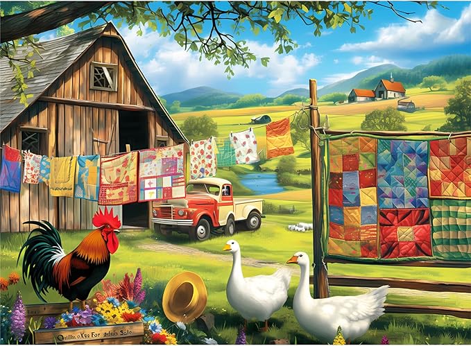 500 Pieces Puzzles for Adult Jigsaw Puzzle 500 Piece Puzzle Elderly Puzzle Chicken Duck Farm Puzzles Gift for Mom Dad Family Friend Family Activity Games Home Decor Wall Art 20.5x15IN
