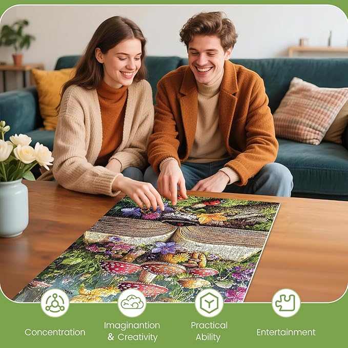 500 Piece Jigsaw Puzzles for Adults, Colorful Fantasy Mushroom Book Puzzles, Fun and Challenging Puzzle for Family Time, Relaxing Gift for Adults, Seniors, 20.5 x 15 in
