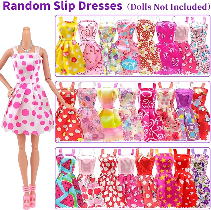 K.T. Fancy 83 Pcs Dolls & Accessories with Purple Closet Wardrobe for 11.5 Inch Doll Dress Up Set Including Wardrobe Shoes, Wallet, Dress Hangers, Brush, Necklace, Pet and Other Accessories