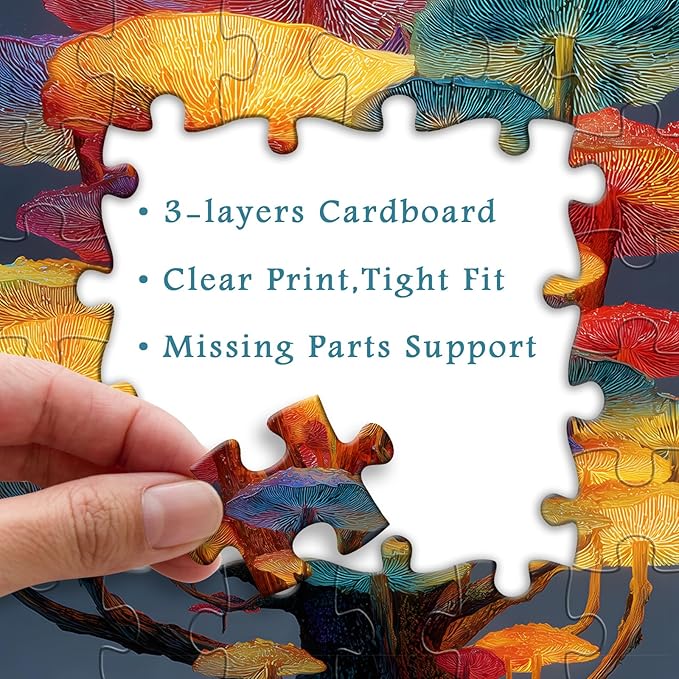PICKFORU Gradient Mushrooms Jigsaw Puzzles 1000 Pieces for Adults, Colorful Nature Plant Puzzles, Difficult Impossible Art Puzzle