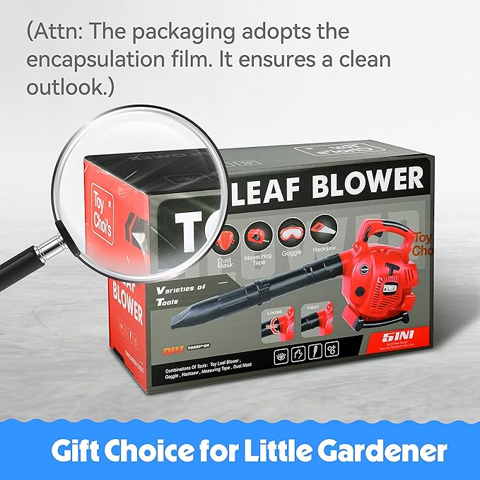 Toy Choi's Kids Leaf Blower - Toy Leaf Blower that Really Works with Tool Set, Pretend Play Series Construction Outdoor Preschool Gardening Kit for Boys & Girls Age 3-5 4-7