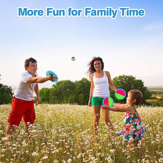 Outdoor Games, Toss and Ball Set with 6 Paddles and 3 Balls, Perfect Yard Games Outdoor Toys Games for Kids Ages 4-8 Easter Gifts for Kids/Adults/Family