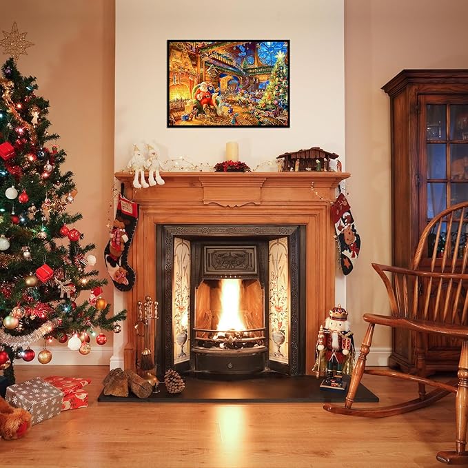1000 Piece Christmas Puzzle for Adults Christmas Puzzle 1000 Pieces Santa Claus Puzzles Santa's House Oil Painting Puzzles Christmas Jigsaw Puzzle 1000 Pieces for Adults Teens Kids Challenging Gift